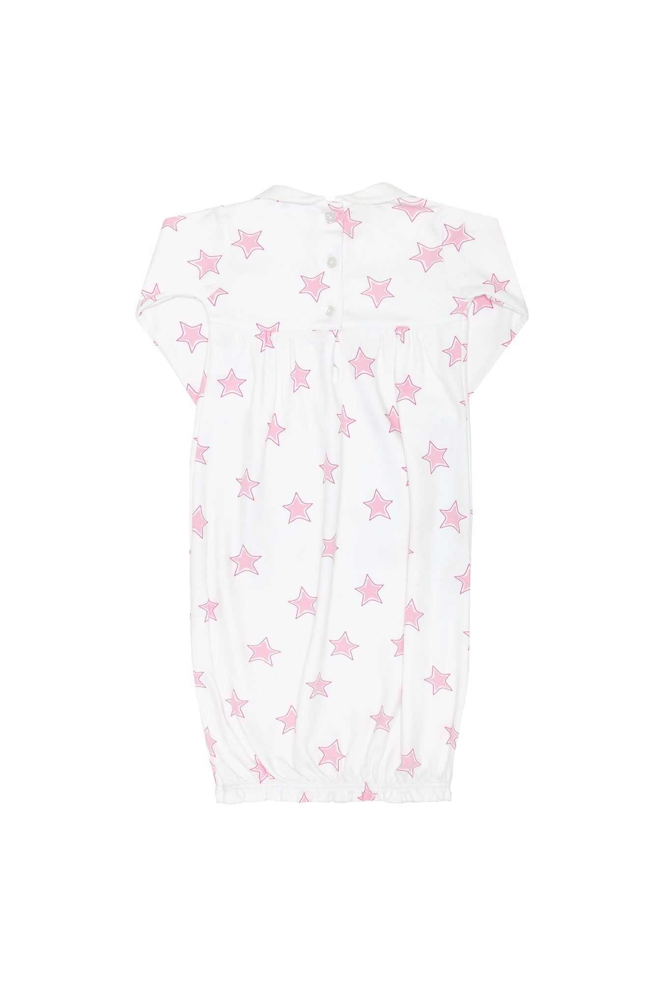 Pink Stars Print Smocked Gown