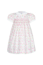 Butterflies Print Smocked Dress Pink
