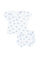 Blue Heart Print Diaper Cover Set Blue
