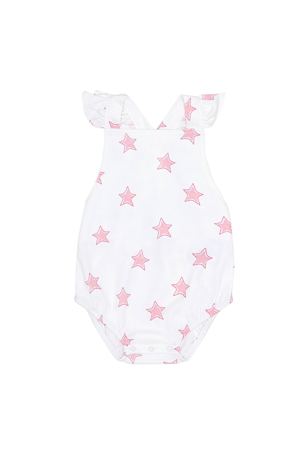 Pink Stars Print Ruffle Bubble Pink