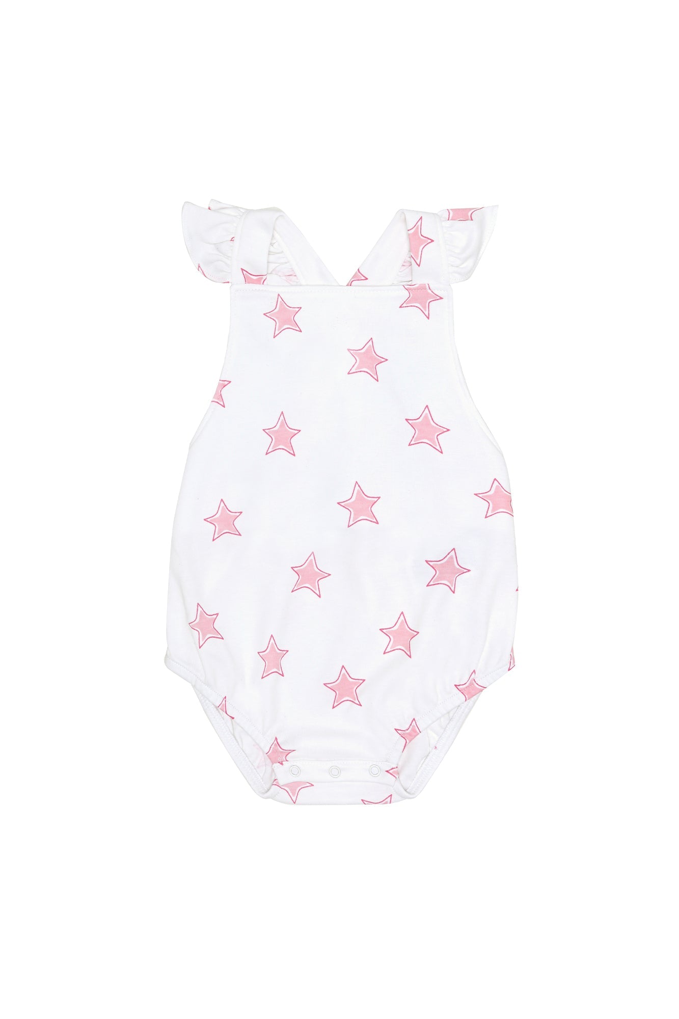 Pink Stars Print Ruffle Bubble Pink
