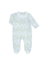 Blue Vines Print Crossover Footie Multicolor