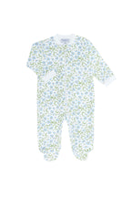 Blue Vines Print Zipper Footie Multicolor