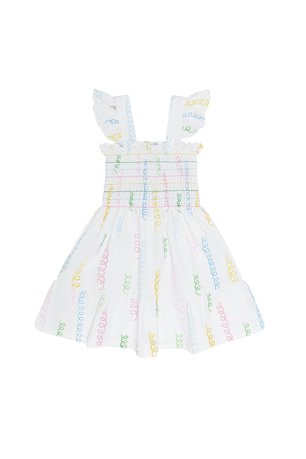 Spirals Print Gathered Dress Multicolor