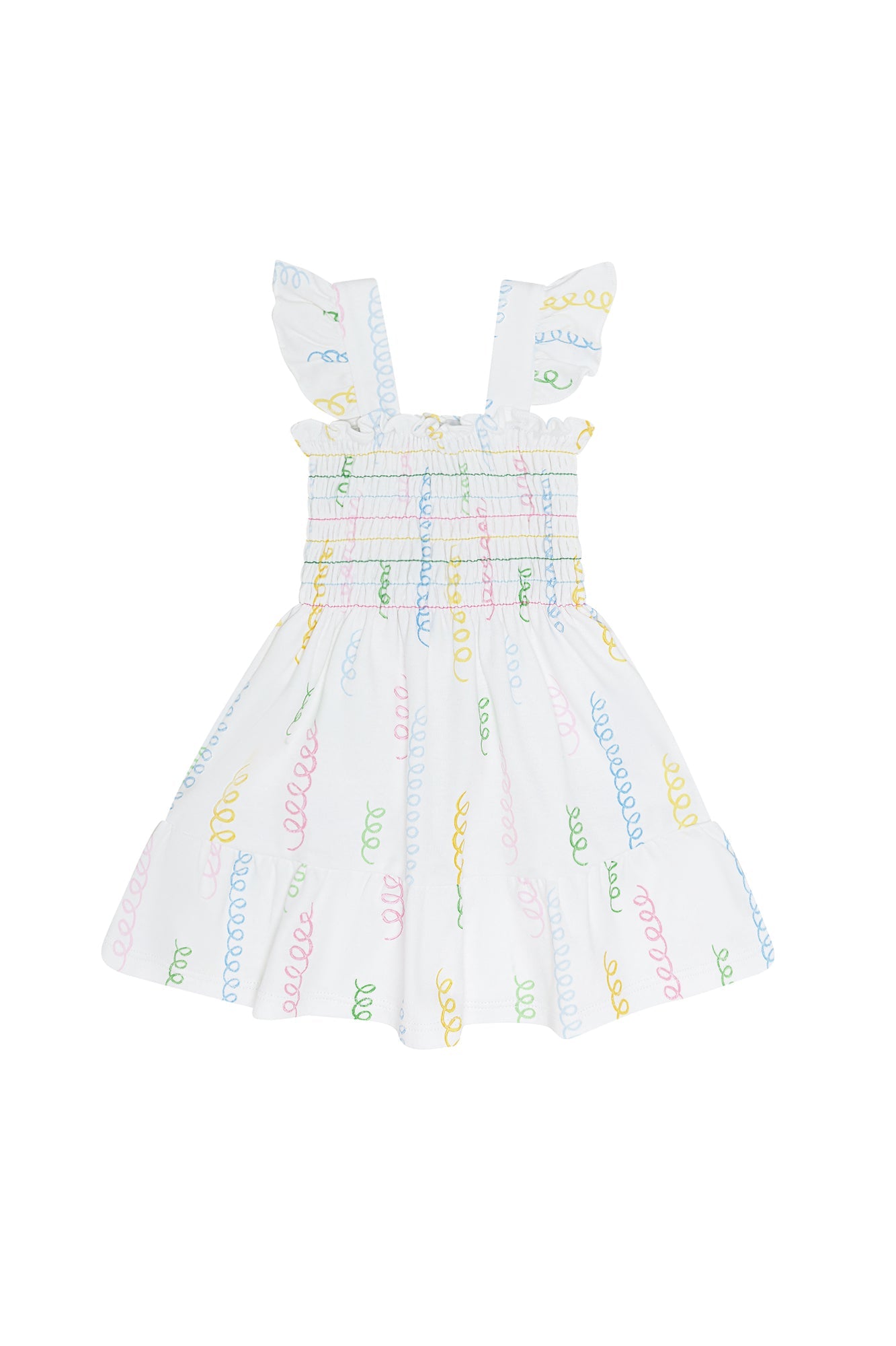 Spirals Print Gathered Dress Multicolor