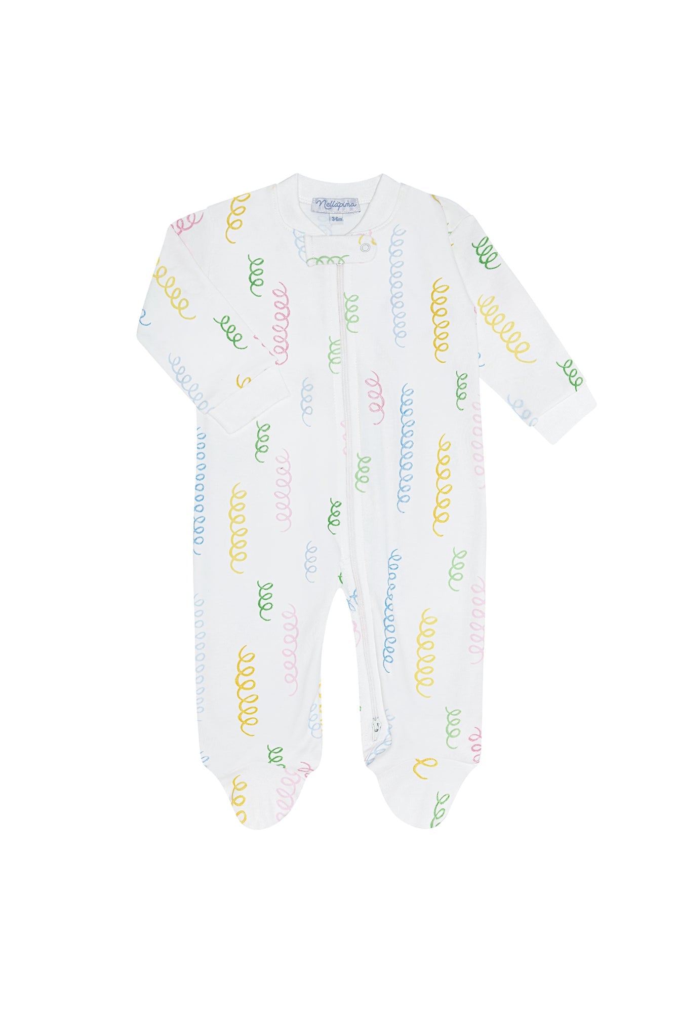 Spirals Print Zipper Footie Multicolor