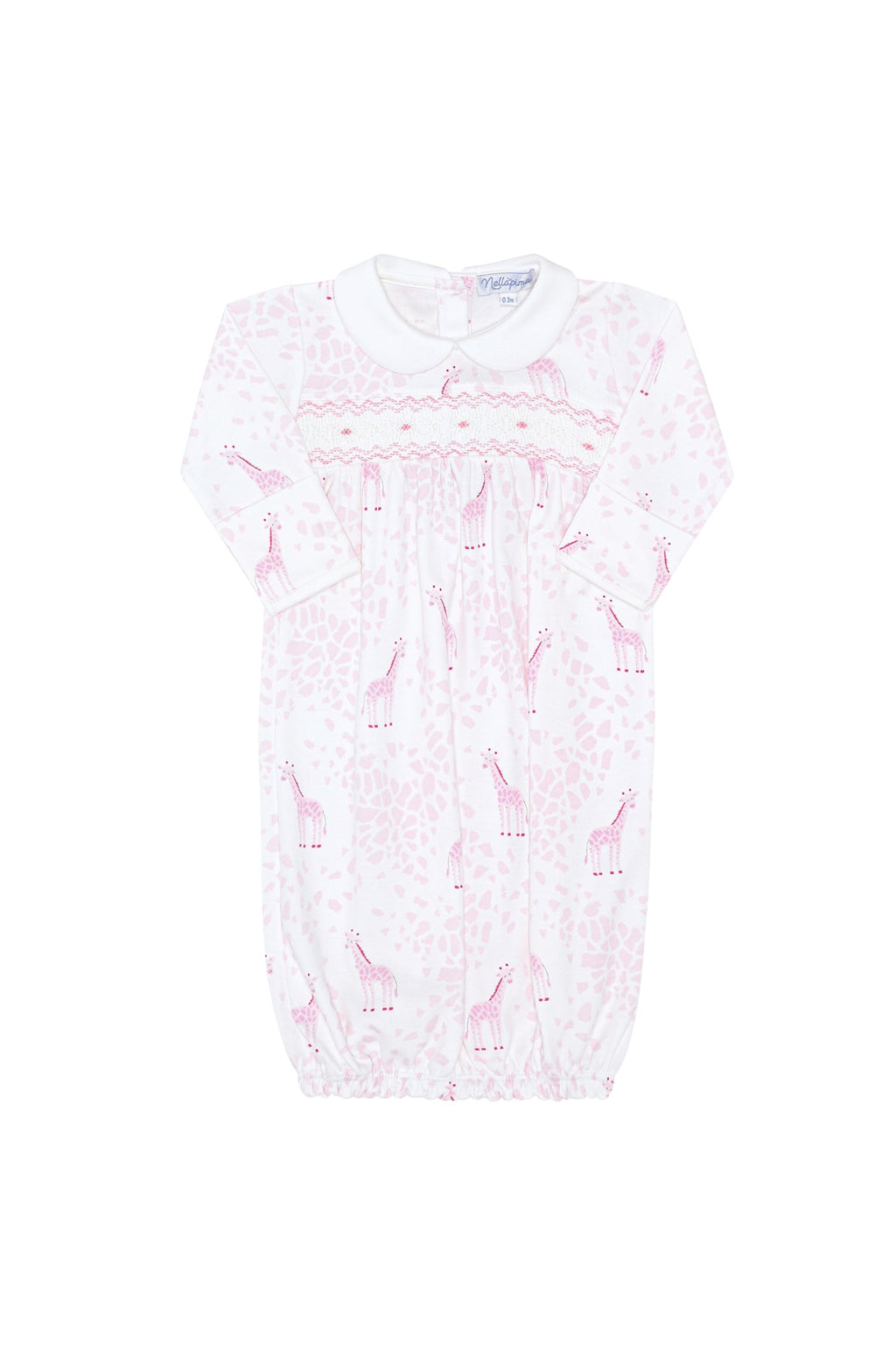 Pink Giraffe Print Smocked Gown Pink