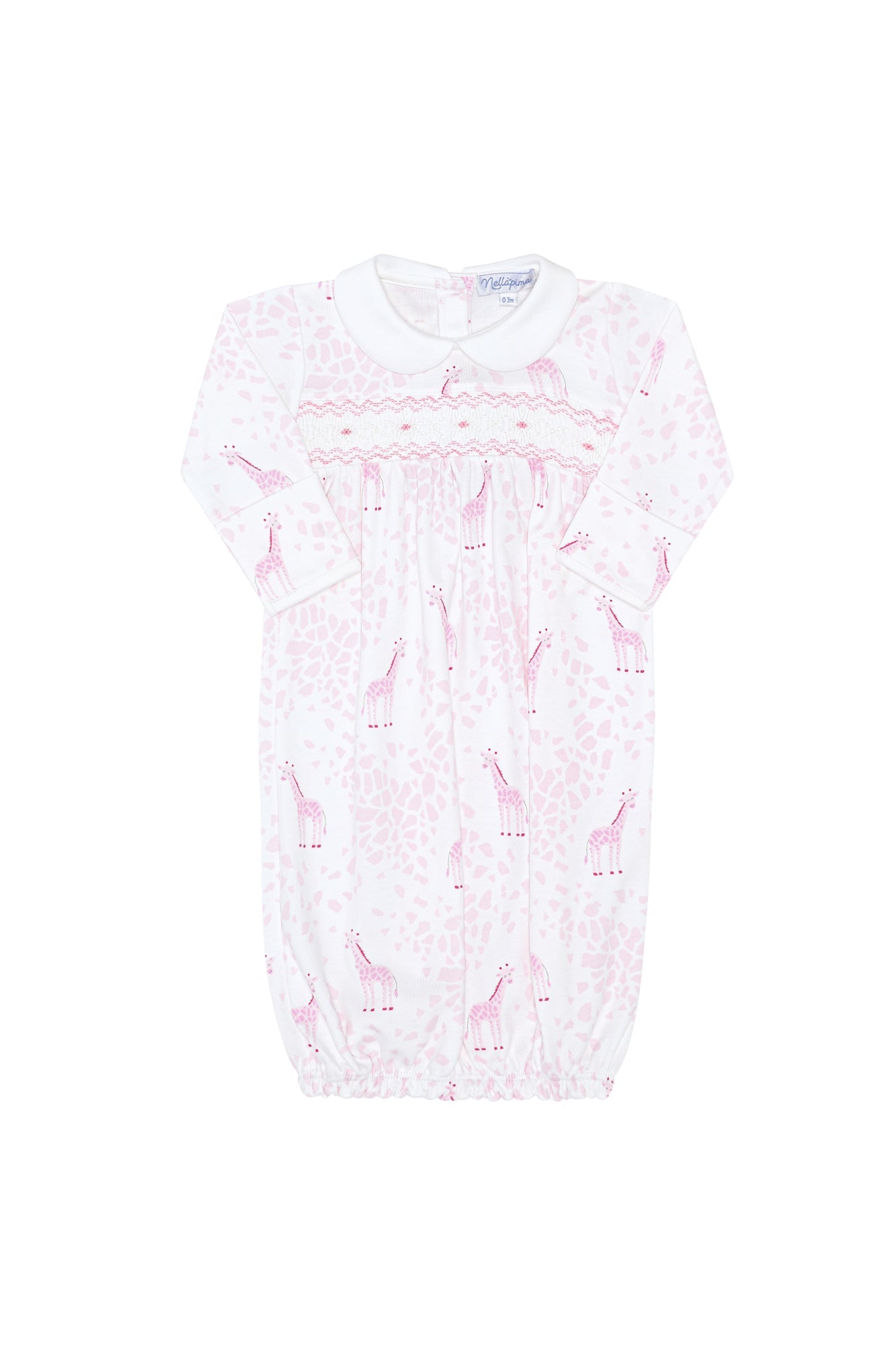 Pink Giraffe Print Smocked Gown Pink