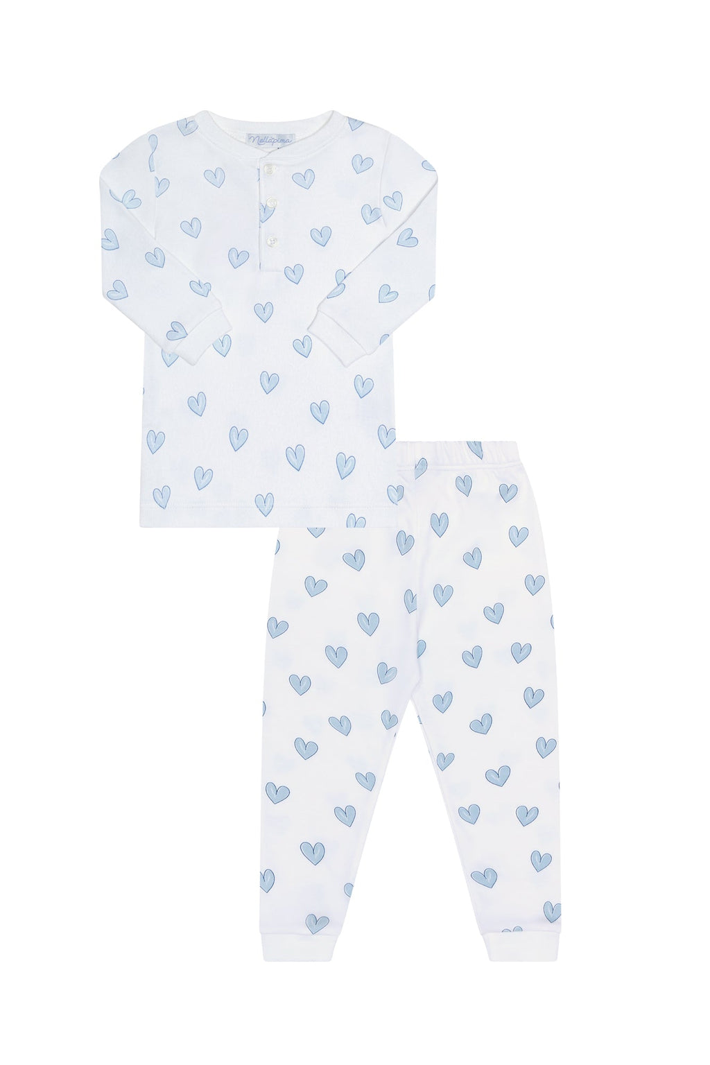 Blue Heart Print Unisex Pajama Blue