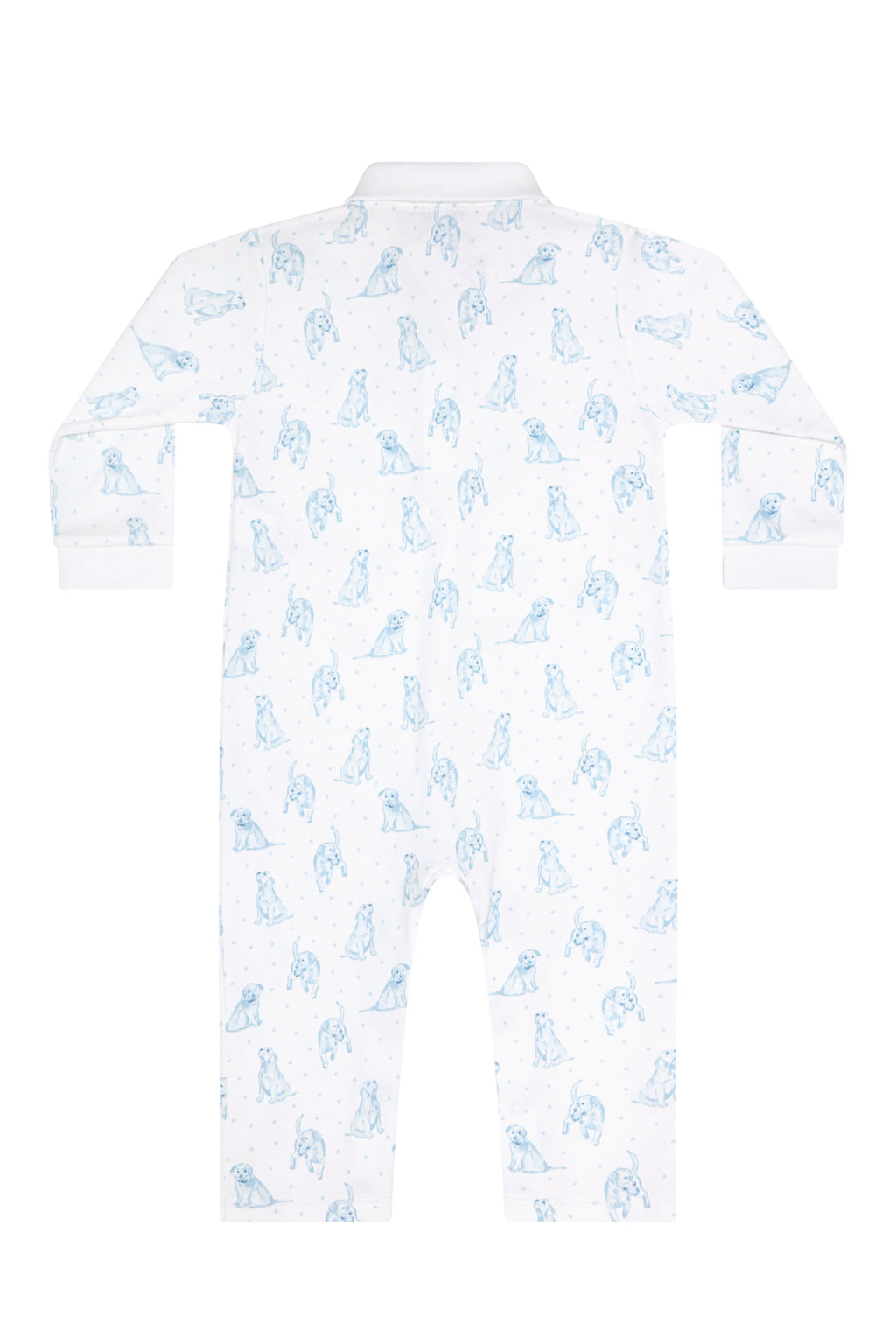 Blue Puppy Love Print Romper long sleeve