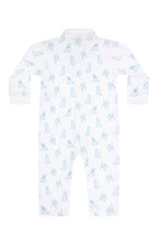 Blue Puppy Love Print Romper long sleeve