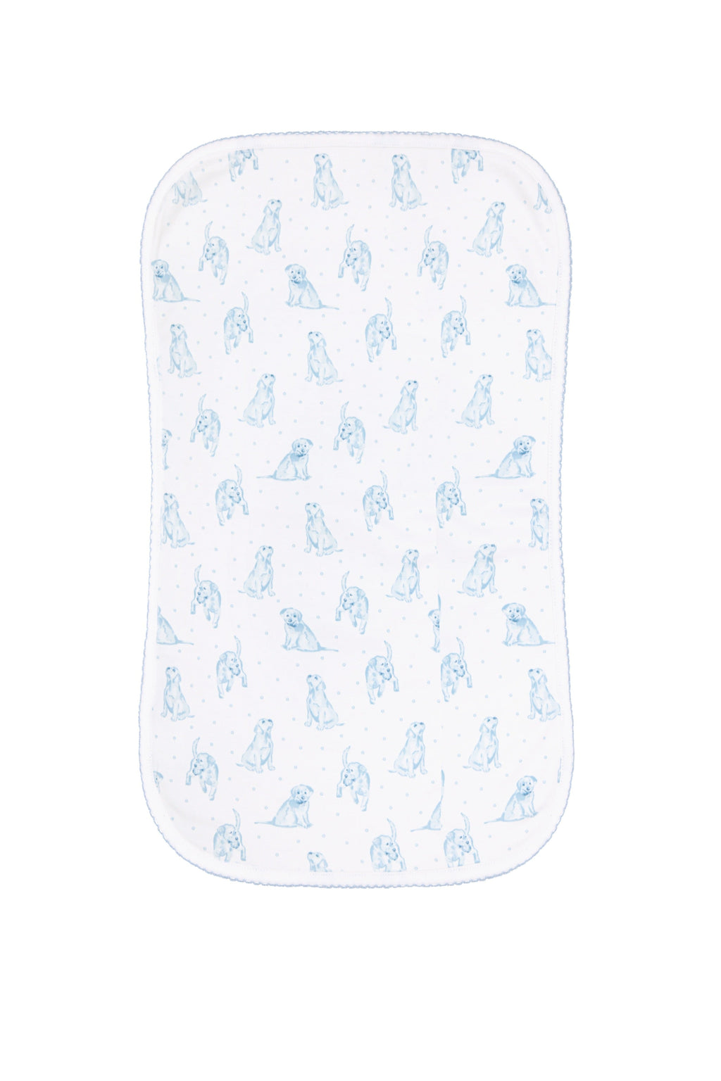 Blue Puppy Love Print Burp Cloth