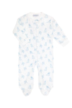 Blue Puppy Love Print Zipper Footie Blue