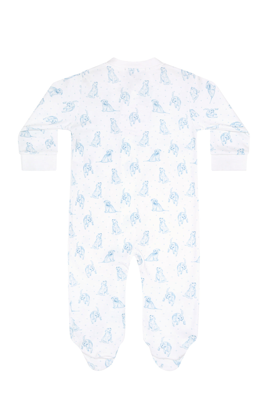 Blue Puppy Love Print Zipper Footie
