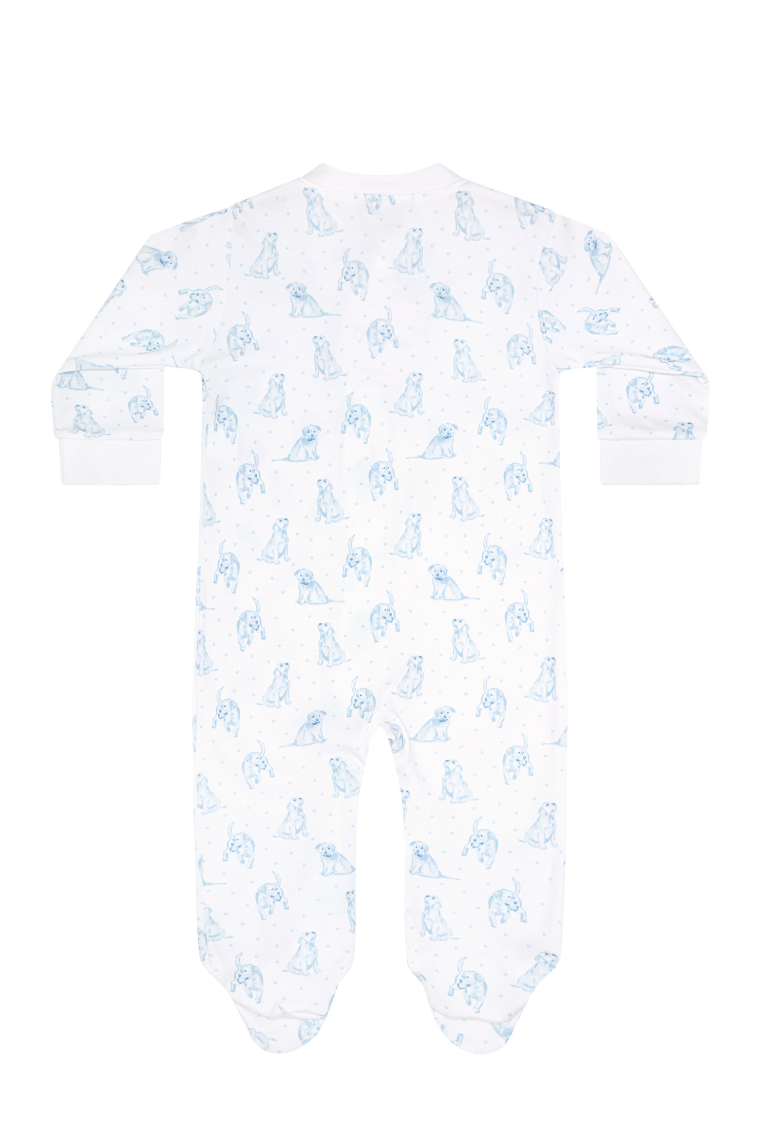 Blue Puppy Love Print Zipper Footie