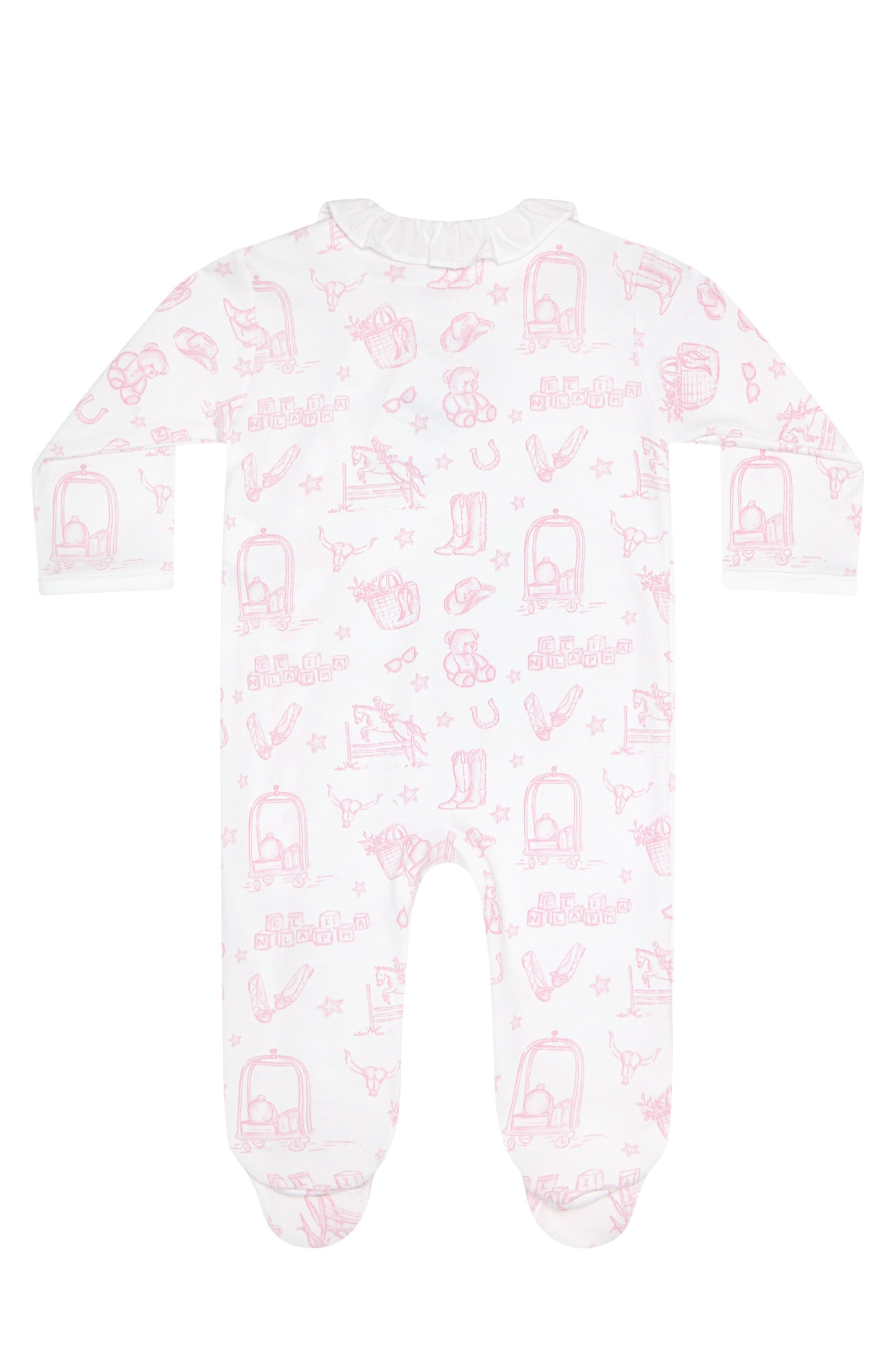 Pink Lone Star Toile Print Crossover Footie