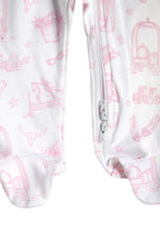 Pink Lone Star Toile Zipper Footie