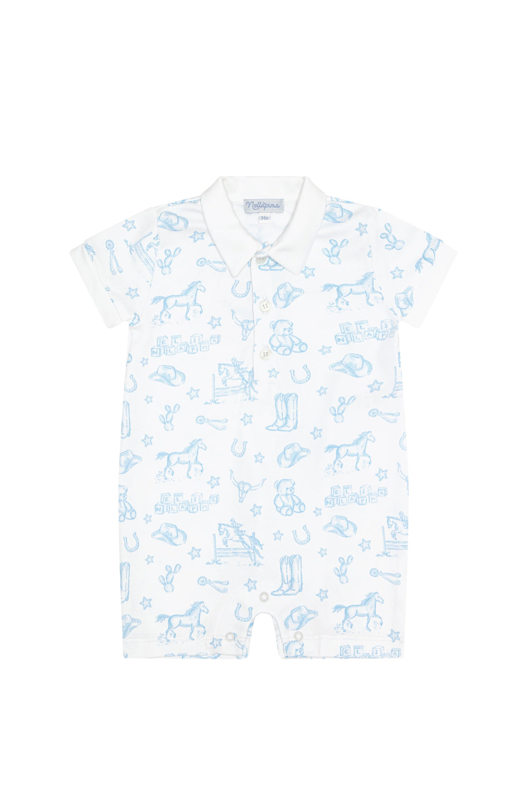 Blue Lone Star Toile Romper Blue