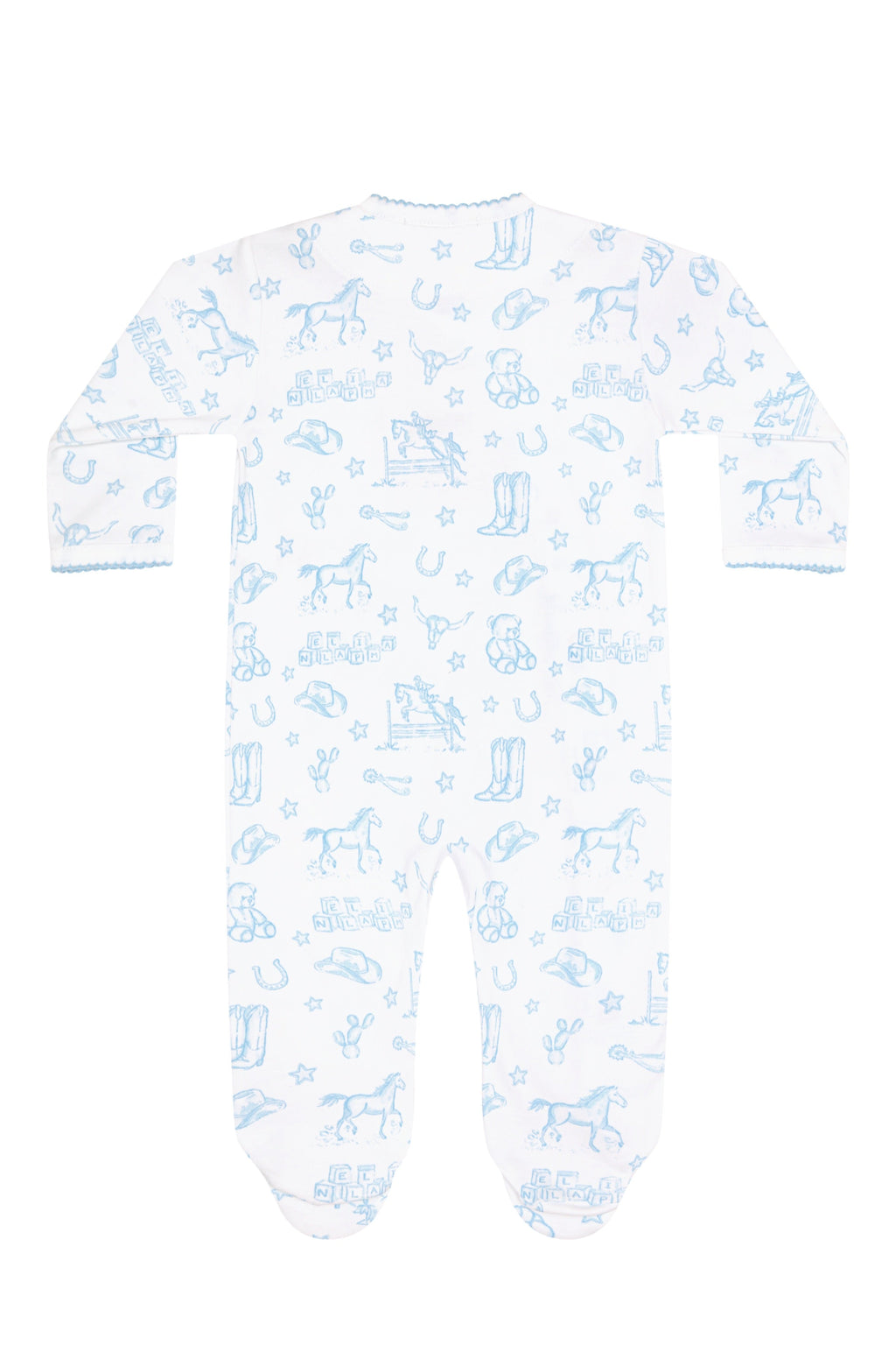 Blue Lone Star Toile Print Crossover Footie