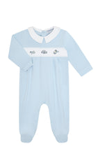Mini Voyages Embroidery Footie Blue