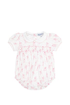 Pink Puppy Love Print Smocked Bubble Pink