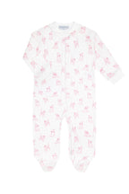 Pink Puppy Love Print Zipper Footie