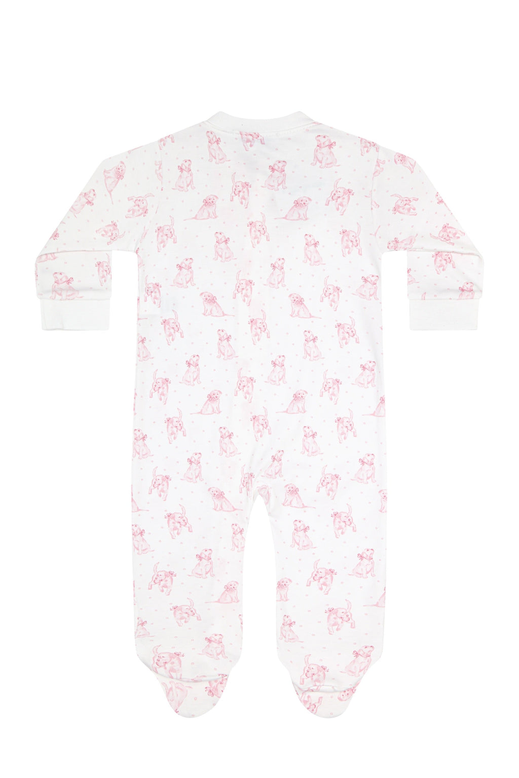 Pink Puppy Love Print Zipper Footie