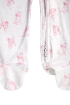 Pink Puppy Love Print Zipper Footie