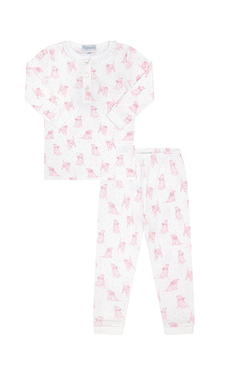 Pink Puppy Love Print Pajamas