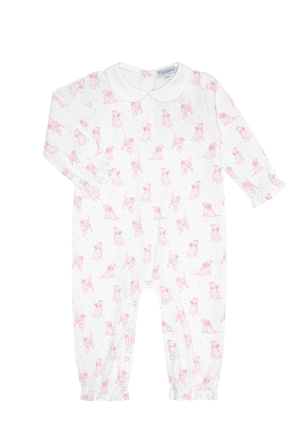 Pink Puppy Love Print Romper long sleeve
