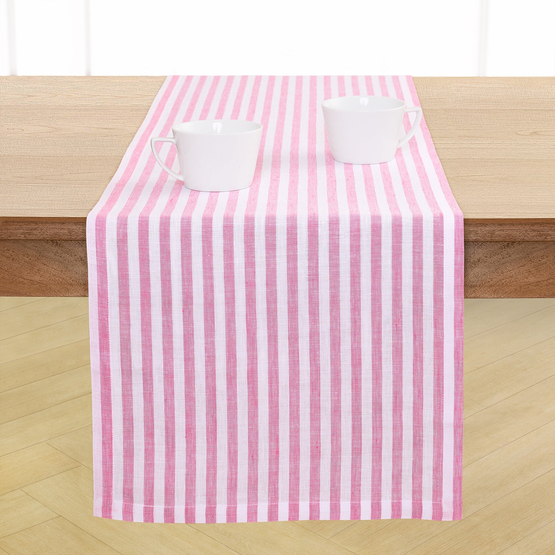 Amalfi Stripe Table Runner Pink & White