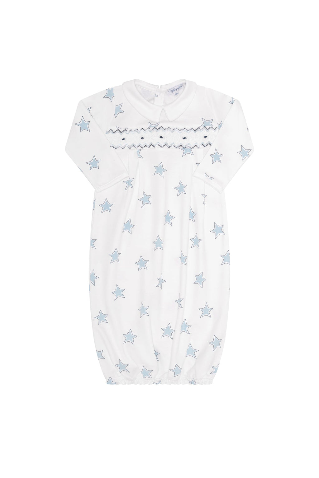Blue Stars Print Smocked Gown Blue
