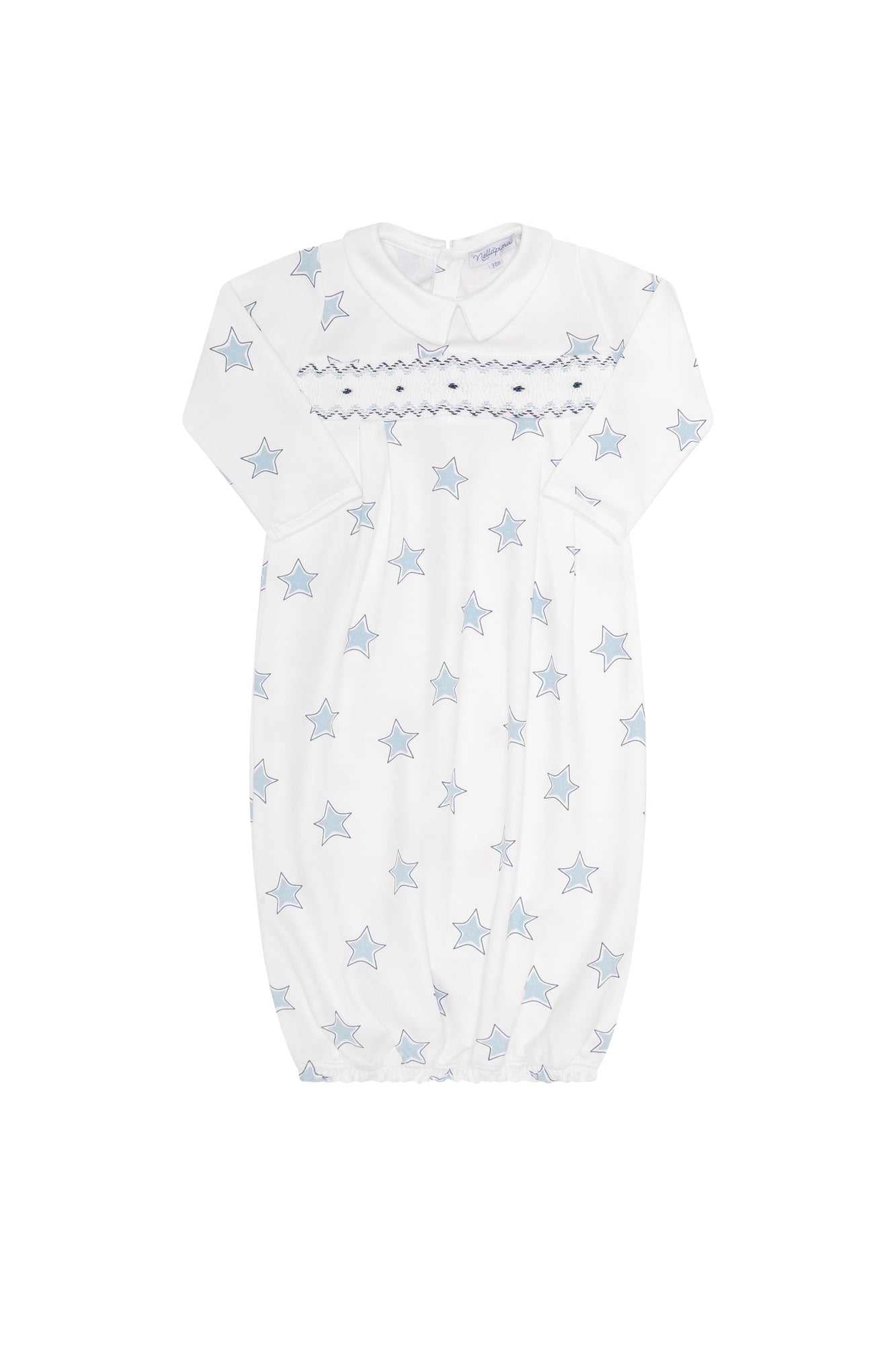 Blue Stars Print Smocked Gown Blue