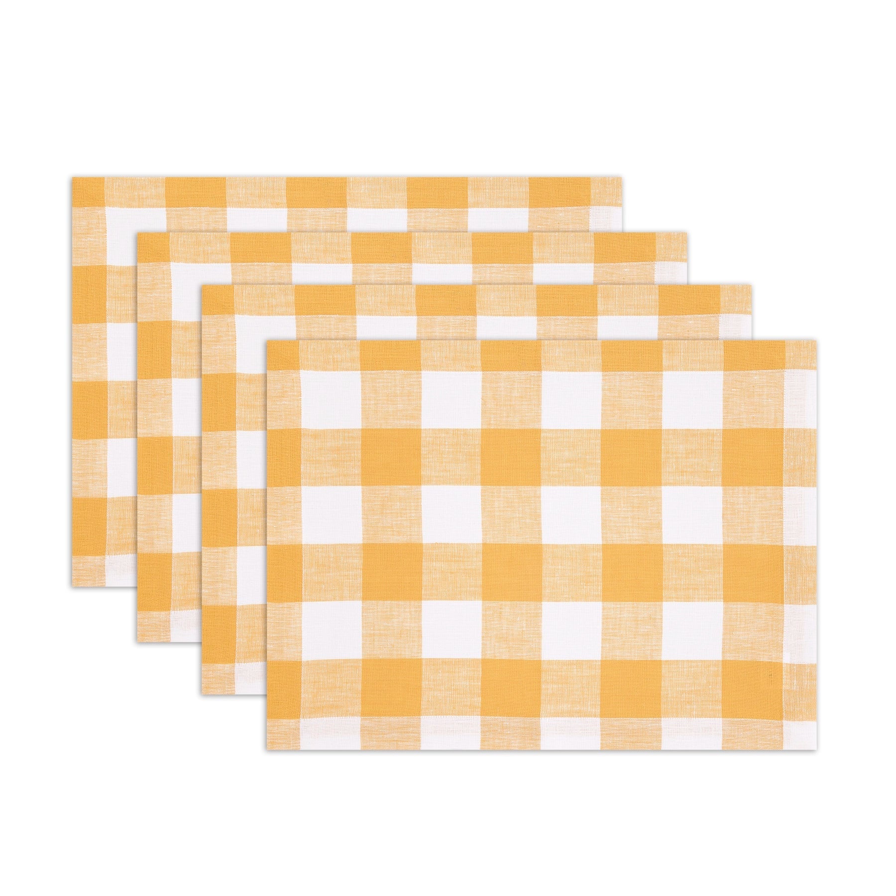 Buffalo Check Placemats, Set of 4 Mustard & White 14 x 19 Inch