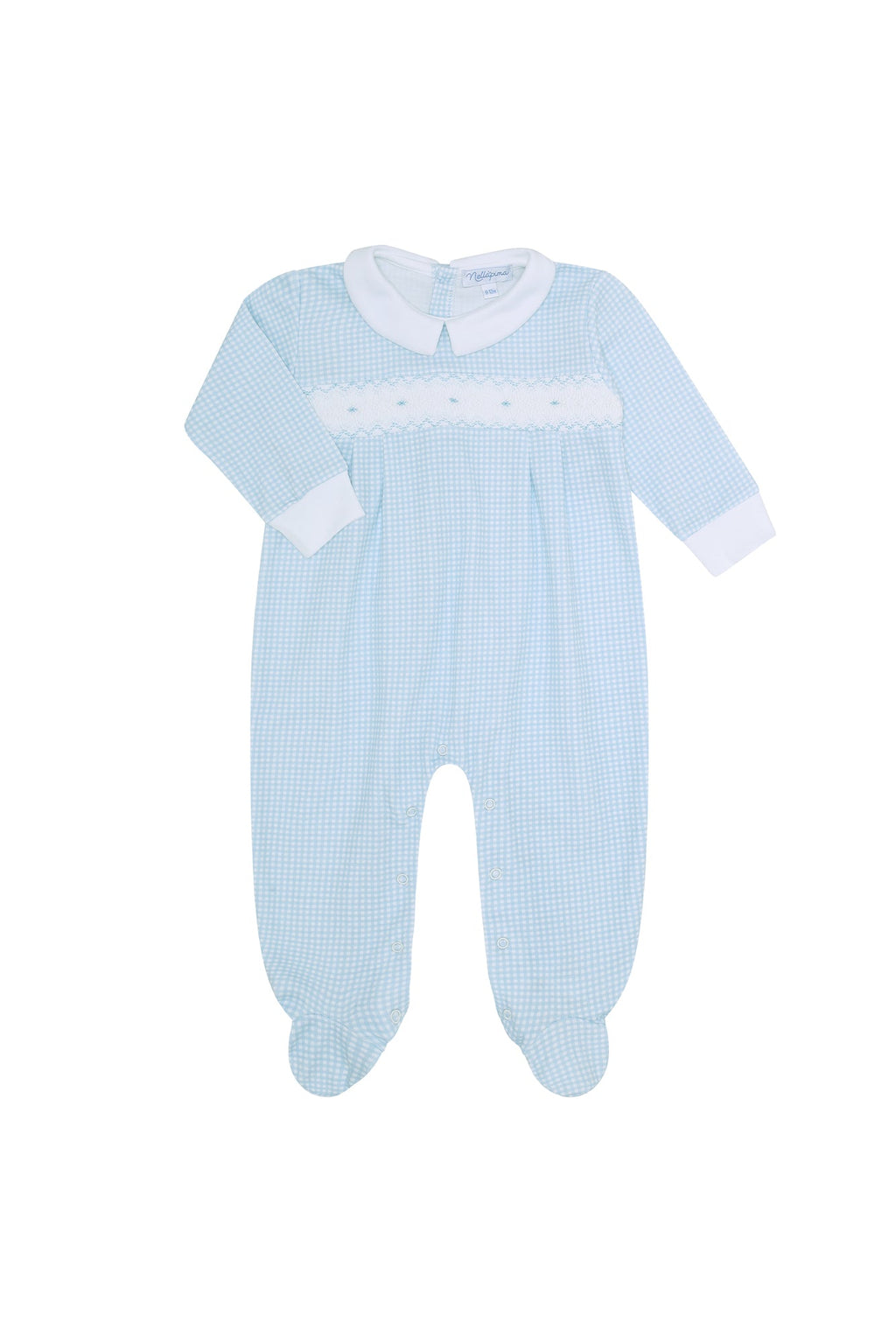 Blue Gingham Smocked Footie Blue
