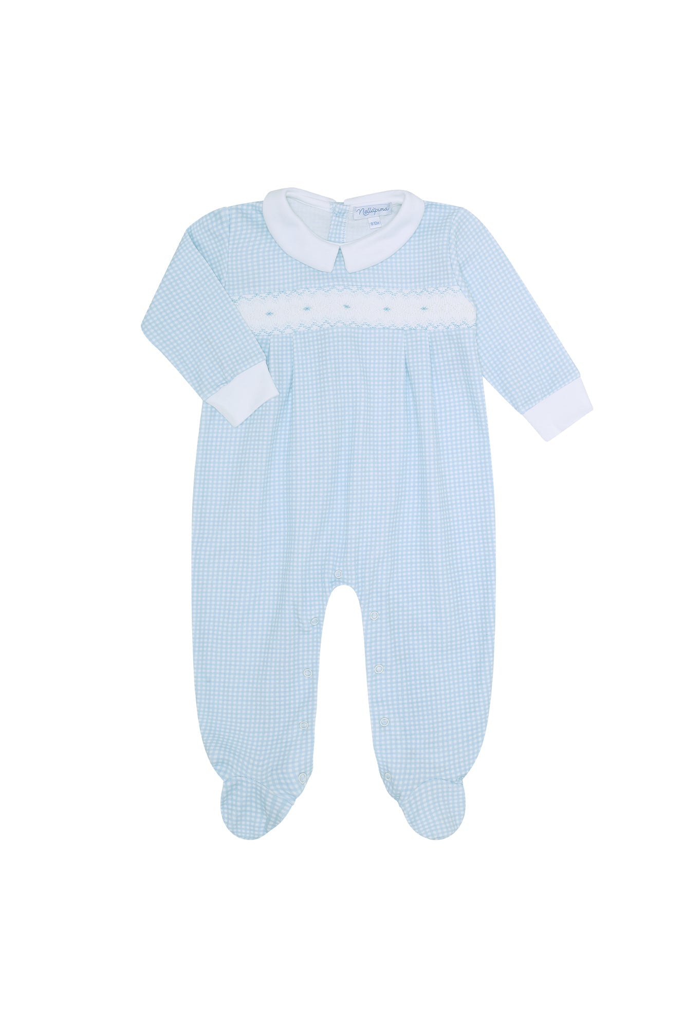 Blue Gingham Smocked Footie Blue