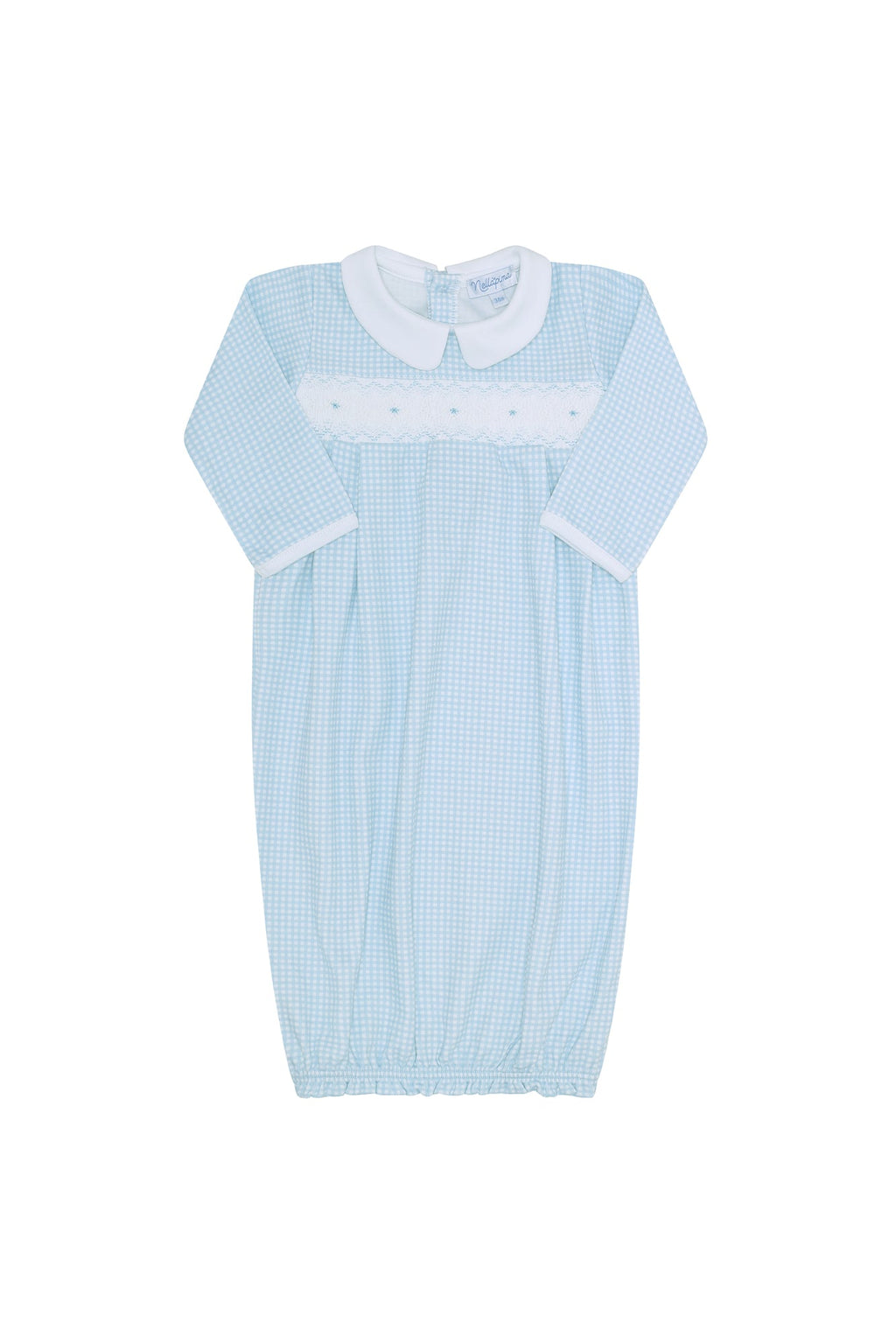 Blue Gingham Smocked Gown Blue