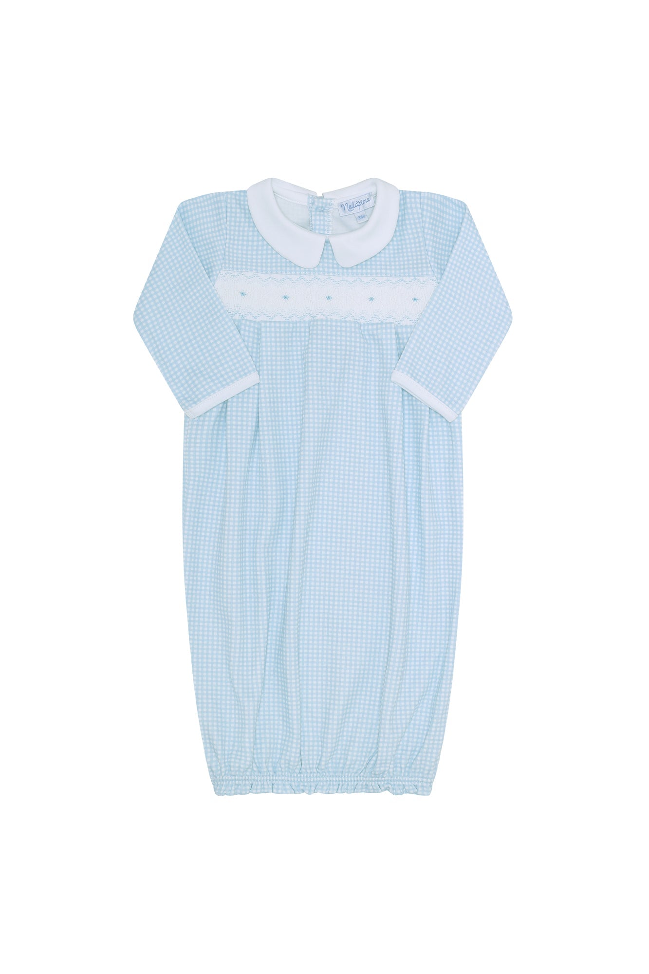 Blue Gingham Smocked Gown Blue