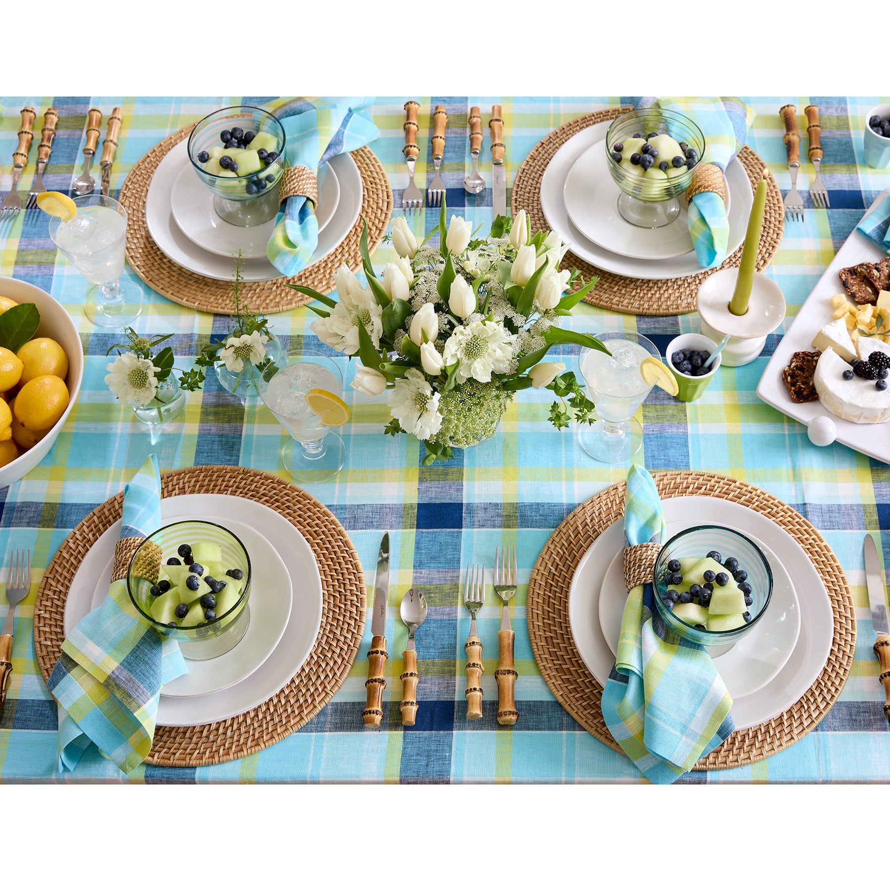 Summer Madras Plaid Tablecloth