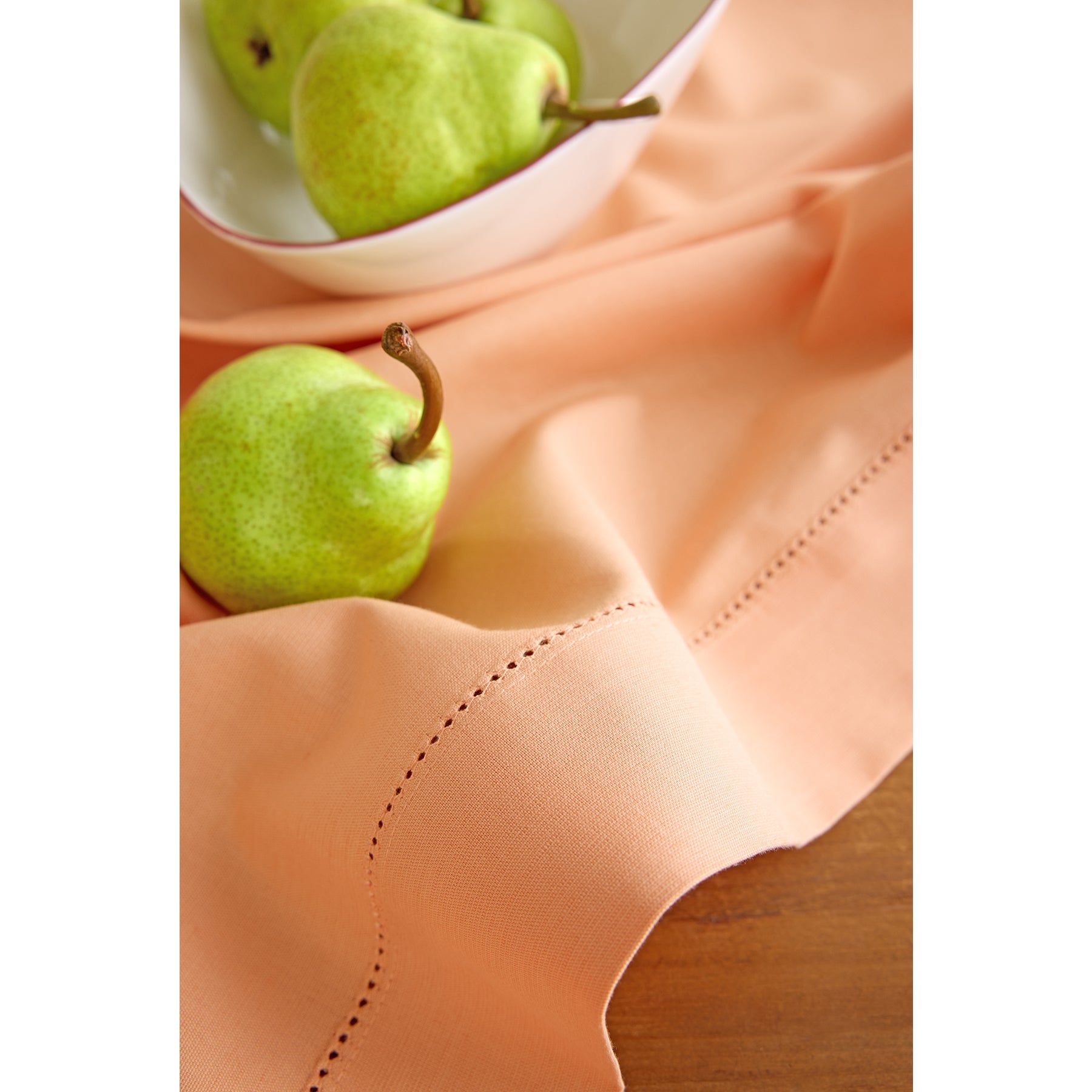 Cotton Linen Hemstitch Table Throw
