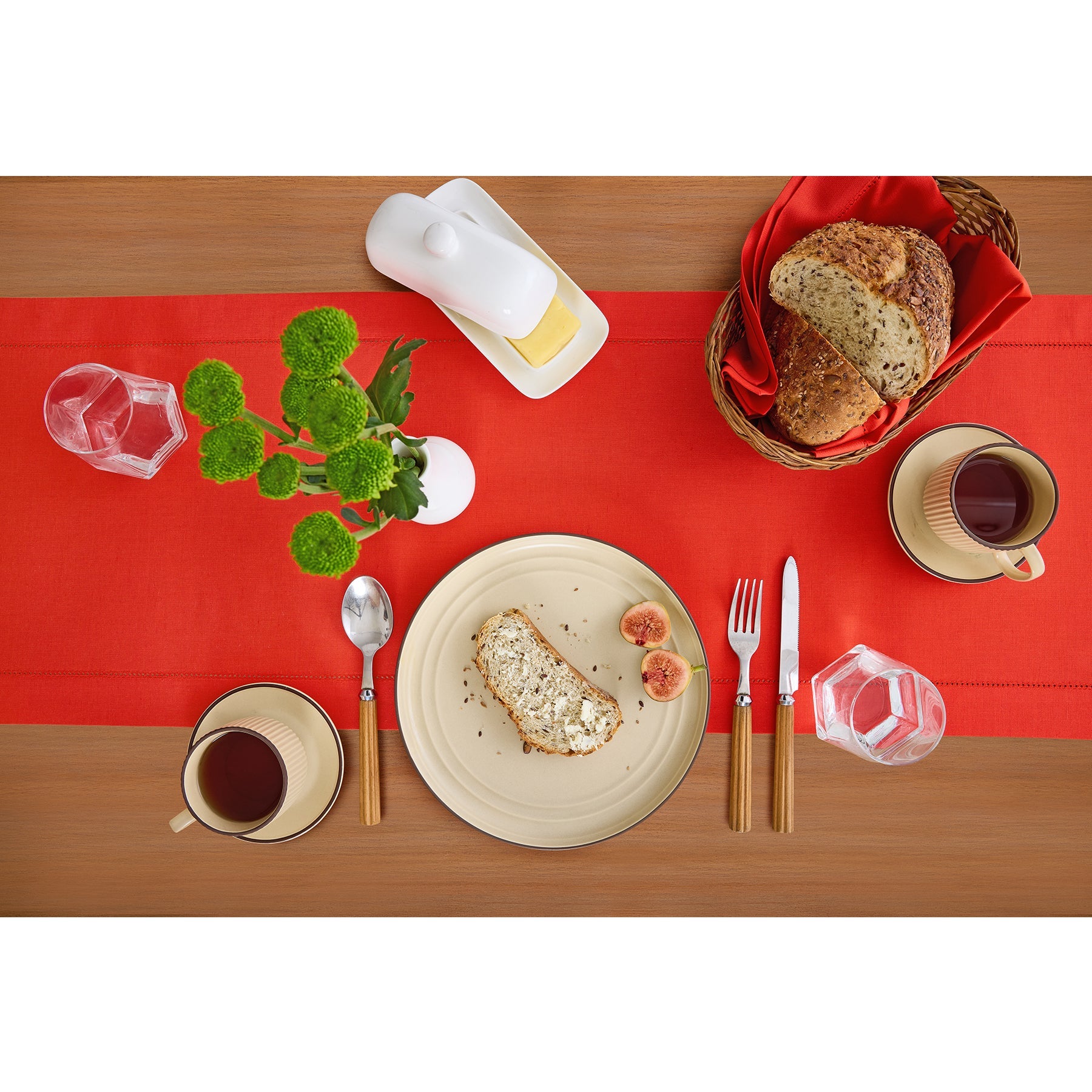 Cotton Linen Hemstitch Table Runner