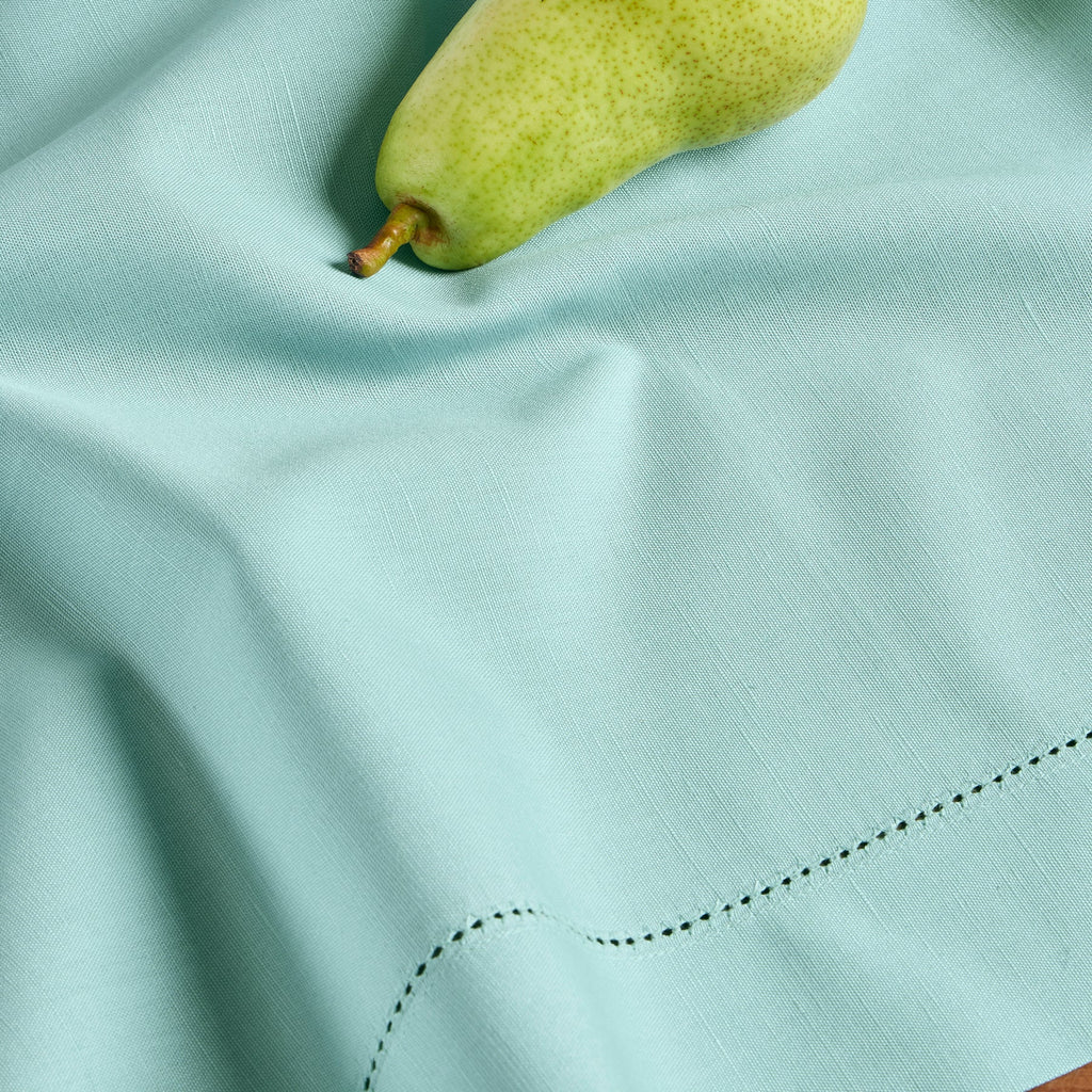 Cotton Linen Hemstitch Table Throw