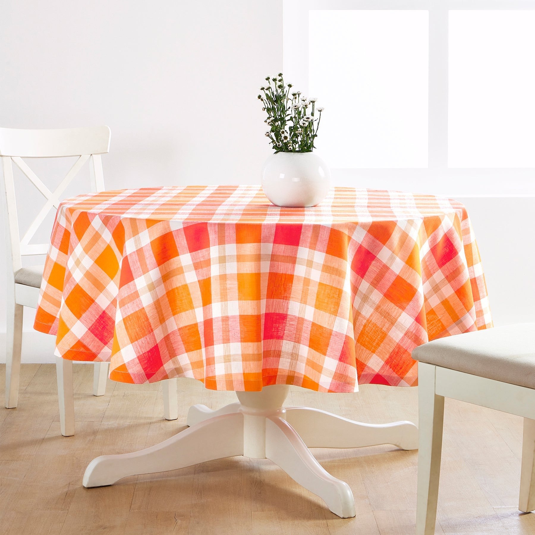 Fall Buffalo Check Round Tablecloth