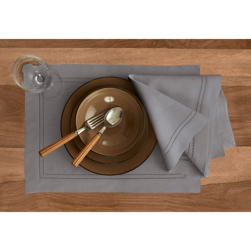 Linen Double Hemstitch Placemats, Set of 4