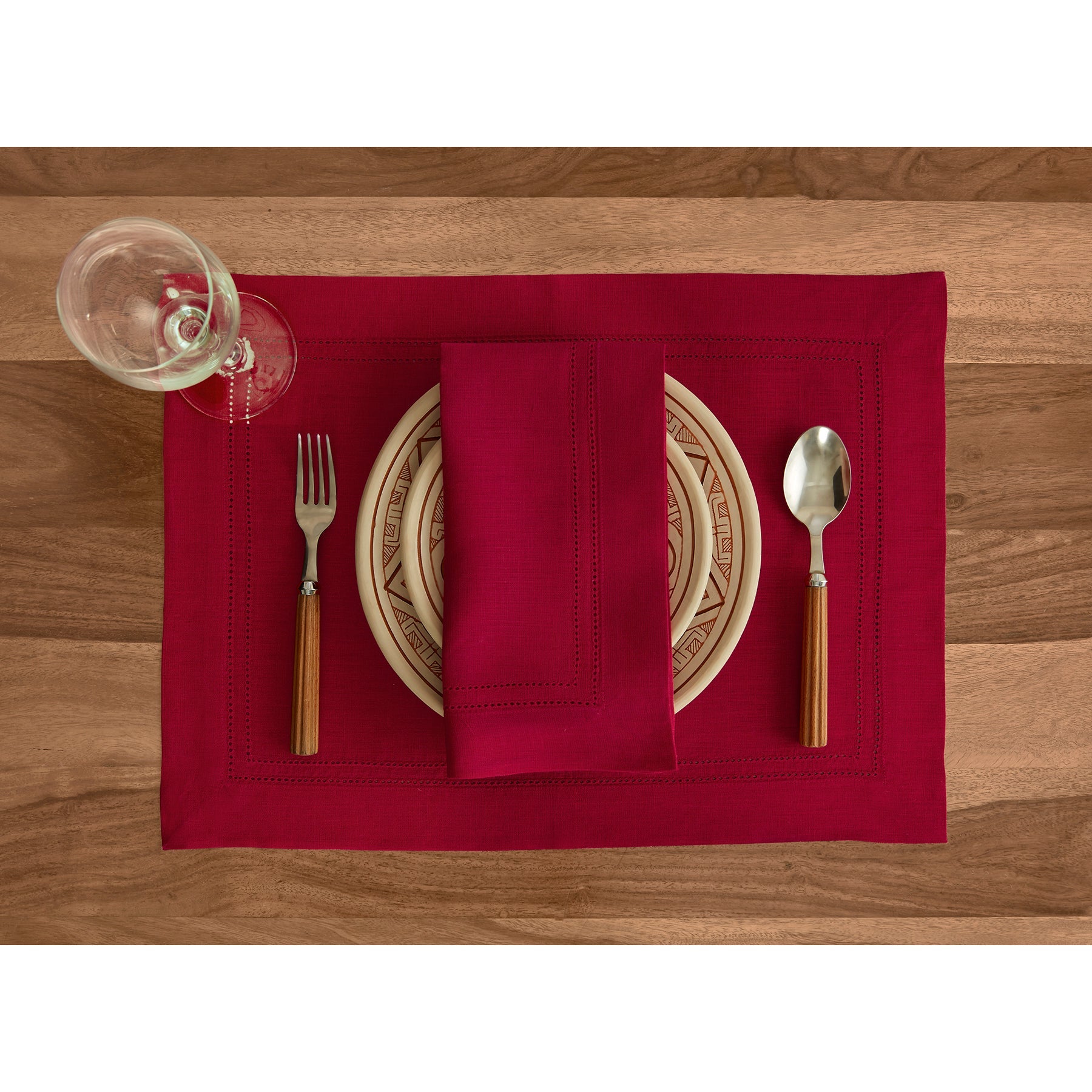 Linen Double Hemstitch Napkins, Set of 4