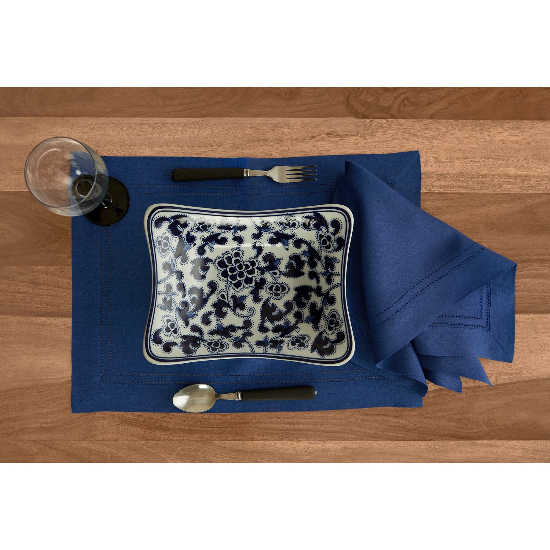 Linen Double Hemstitch Placemats, Set of 4