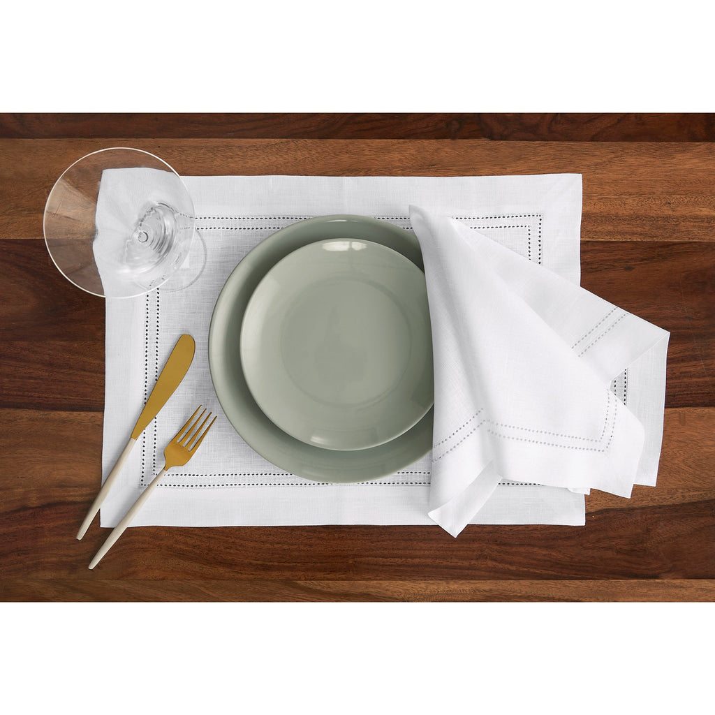 Linen Double Hemstitch Placemats, Set of 4
