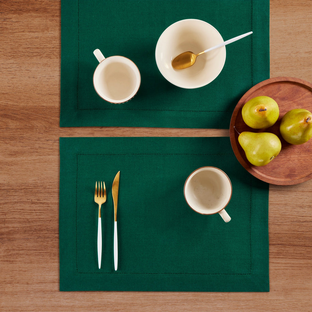 Medium Weight Hemstitch Placemats, Set of 4