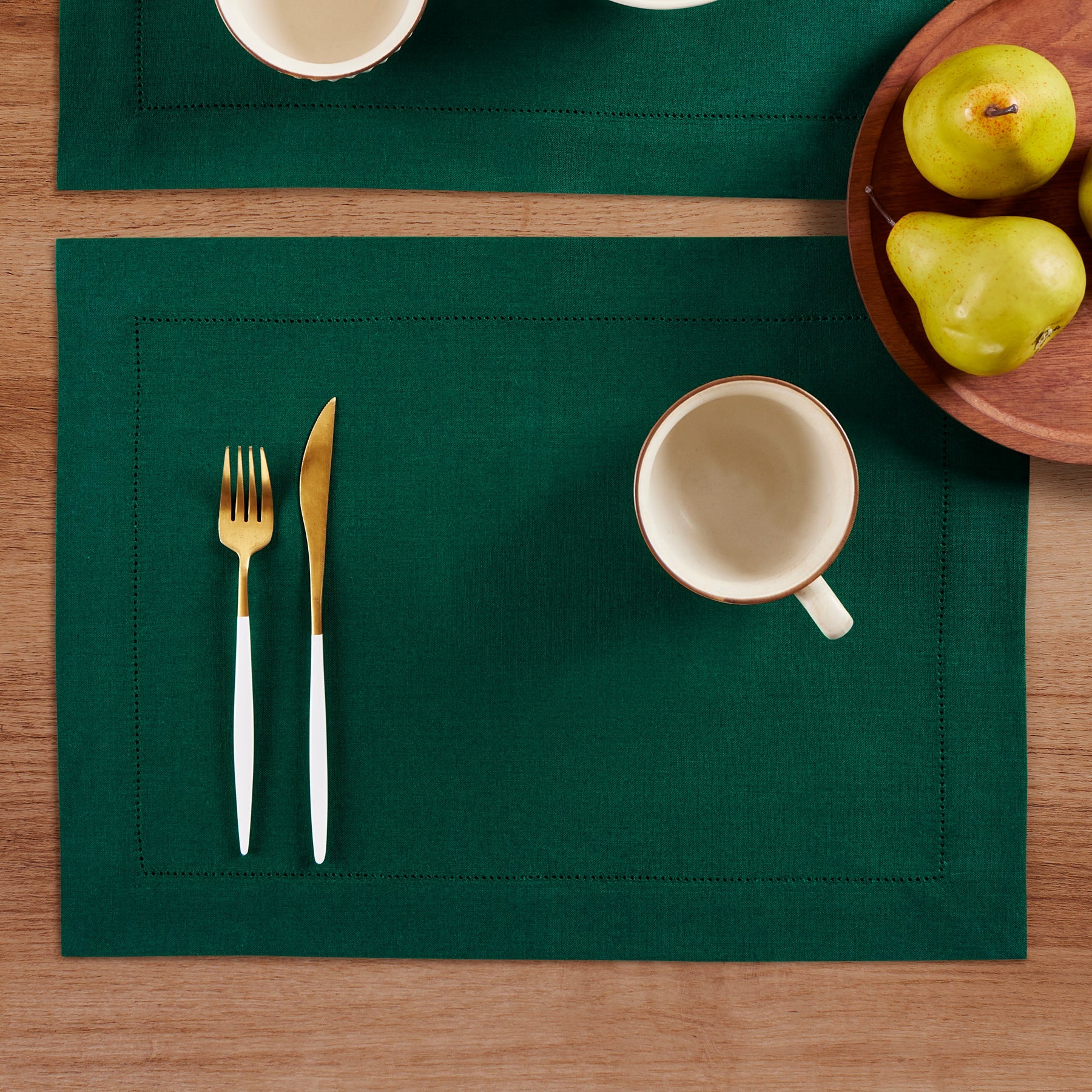 Medium Weight Hemstitch Placemats, Set of 4