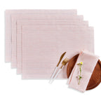 Narrow Stripe Placemats, Set of 4 Peach & White 14 x 19 Inch